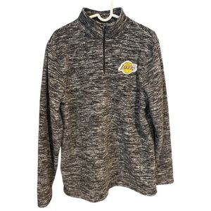 NBA LA Lakers Quarter-Zip Gray Fleece Sweatshirt Men’s Size M Basketball